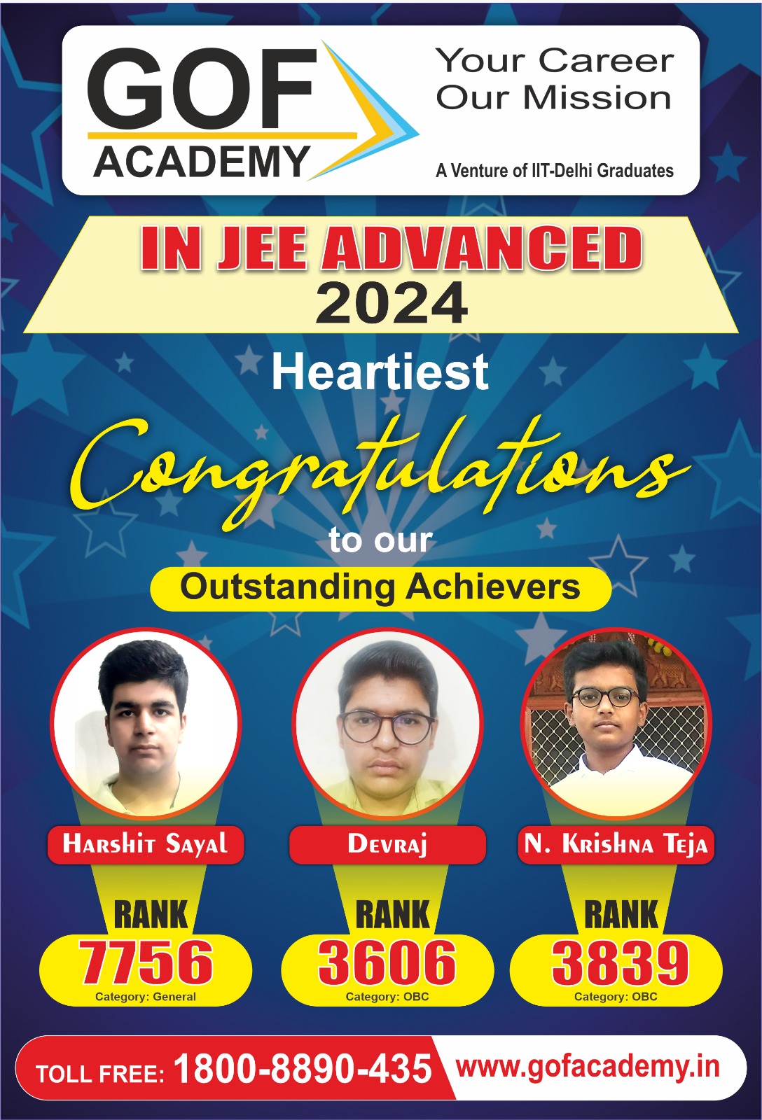 IIT JEE Toppers from Dwarka